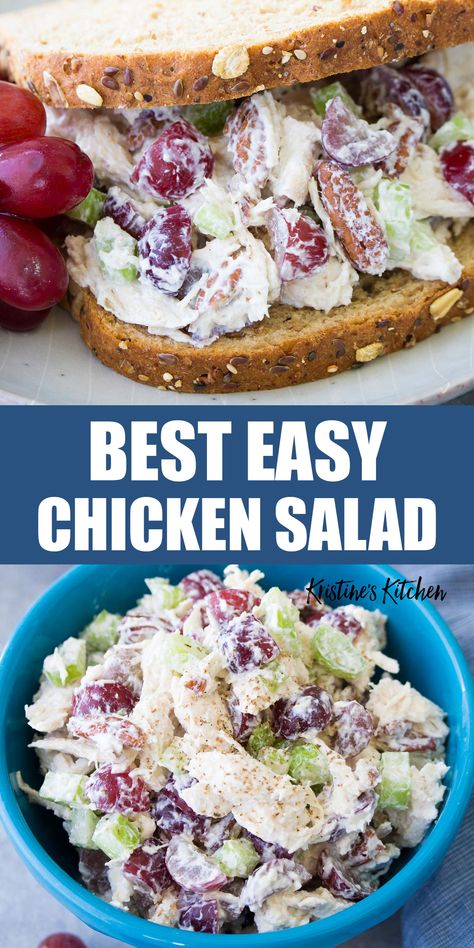 Chicken Salad Recipe With Grapes, Healthy Chicken Salad Sandwich, Recipe With Grapes, Easy Chicken Salad Recipe, Club Classics, Chicken Salad With Grapes, Healthy Chicken Salad Recipe, Chicken Salad Recipe Easy, Easy Chicken Salad