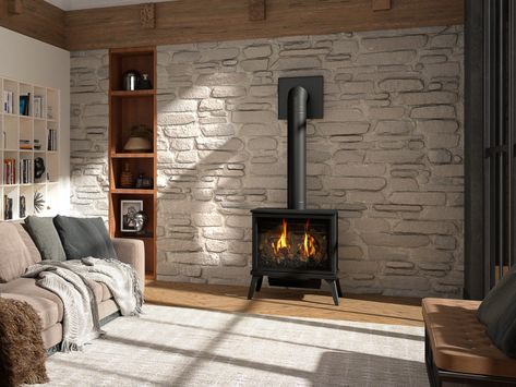 Lakefield XL Direct Vent Freestanding Gas Fireplace Stove | Kozy Heat Freestanding Gas Fireplace, Direct Vent Gas Stove, Gas Stove Fireplace, Wood Burning Stoves Living Room, Fireplace Stove, Direct Vent Gas Fireplace, Freestanding Stove, Gas Fireplace Insert, Wood Burning Stoves