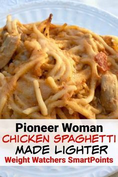 Pioneer Woman Chicken Spaghetti, Ww Pasta, Weight Watchers Pasta, Pioneer Woman Chicken, Weight Watchers Casserole, Weight Watchers Meals Dinner, Ww Dinner, Chicken Spaghetti Casserole, Weight Watchers Plan