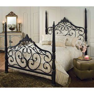 Parkwood Poster Bed Wrought Iron Beds, Iron Bed Frame, Four Poster Bed, Hillsdale Furniture, Four Poster, Poster Bed, Iron Bed, King Bedding Sets, Queen Bedding Sets