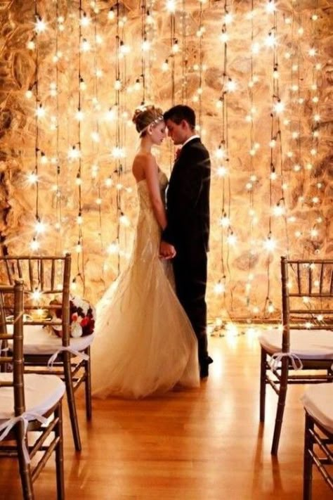 40 Creative Indoor Wedding Ceremony Backdrops | Weddingomania LOVE Wedding Ceremony Backdrop Indoor, Wedding Ambiance, Indoor Wedding Ceremonies, Light Backdrop, Lights Wedding, Wedding Ceremony Backdrop, Ceremony Backdrop, Jenny Packham, Indoor Wedding