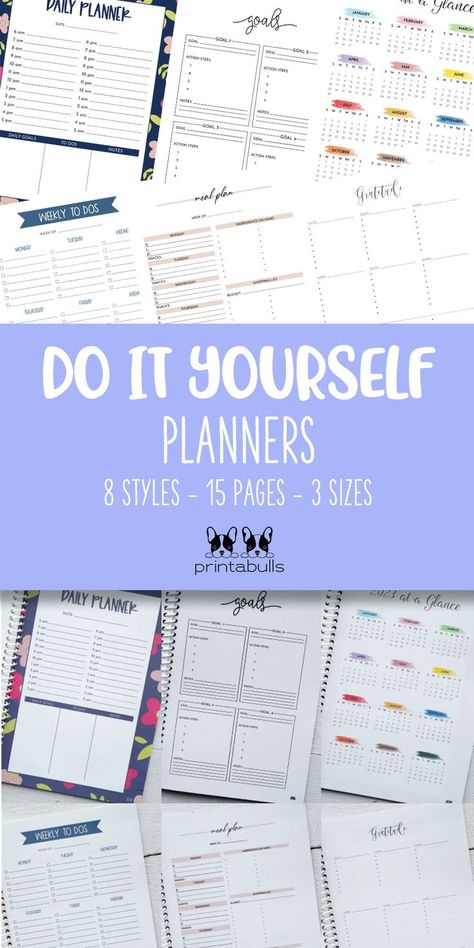 do it yourself printable annual planner Planner Making Ideas, Creating Planner Pages, 3 Ring Binder Planner Printables, Free Home Organization Printables, Creating Your Own Planner, Planner Sizes Chart, Diy Planner Pages Ideas, Binder Calendar Printables Free, A4 Planner Printables Free