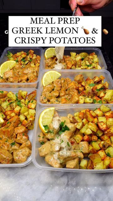 High Protein Meals With Potatoes, Chicken And Potatoes Meal Prep, Meal Prep Potatoes, Potato Meal Prep, Meal Prep Greek, Potato Meals, Zack Chug, Greek Chicken And Potatoes, 40g Protein