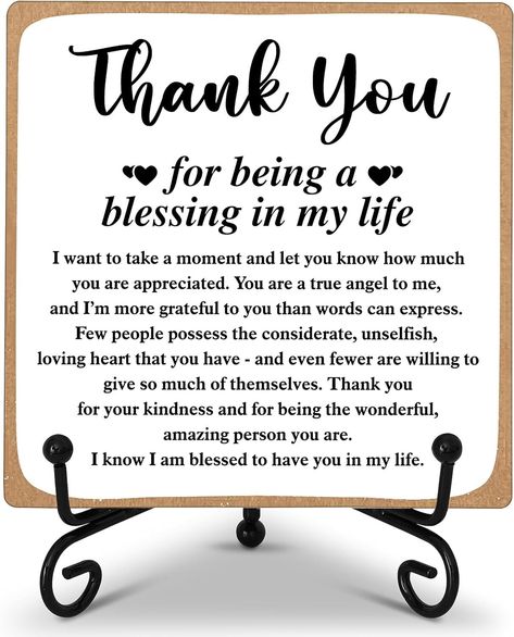 Thank You Gifts for Women Men Friends Mom, Being A Multicolor Product Details Product Dimensions: 3.94"L x 3.94"W Shape: Square Style: Thank you Item Weight: 2.89 ounces Manufacturer: ONDTOM Item model number: 0 Color: Multicolor Brand: ONDTOM Material: Wood Recommended Uses For Product: Office, Home Mounting Type: Tabletop Perfect Gifts for Women: This wooden sign embodies a beautiful and meaningful design, making it ideal for your friends and family. This decoration will stand proudly on any table, bringing a daily dose of positivity to their lives. Premium Quality Wooden Plaques: Crafted from high-quality wood, our tabletop signs are exceptionally sturdy. The clear print does not fade easily, ensuring a long-lasting, serviceable, and unbreakable keepsake. Appropriate size: You will rece Thank You For Gift, Best Thank You Gifts, Son Quotes From Mom, Men Friends, Meaningful Design, Snoopy Pictures, Son Quotes, Tabletop Signs, Lovely Flowers Wallpaper