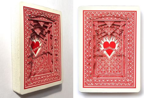 Playcards Art, Card Sculpture, Illusion Tricks, Playing Card Crafts, Home Game Room, Tim Burton Style, Nerd Crafts, Playing Cards Design, Card Board