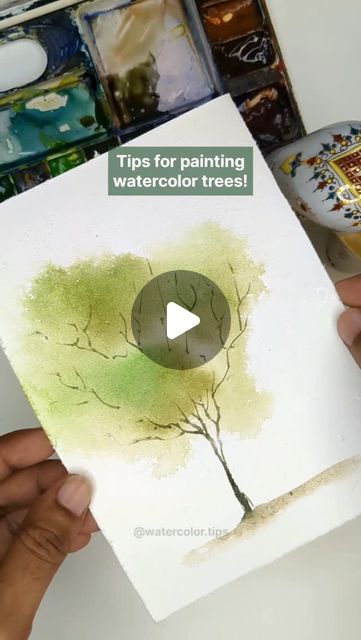 Irshad Ahmad Ansari on Instagram: "Ever wanted to paint a tree that looks like it stepped out of a storybook? 🌳✨

This quick tutorial will have you creating stunning watercolor trees in no time!

Try it out and share your results in the comments below! 🎨

#watercolor #arttutorial #treepainting #ArtReels" How To Paint Watercolor Trees, Fall Tree Watercolor Painting, Paint A Tree, Loose Watercolour, Painting 101, Tree Watercolor Painting, Creation Art, Learn Watercolor, Watercolor Tutorials