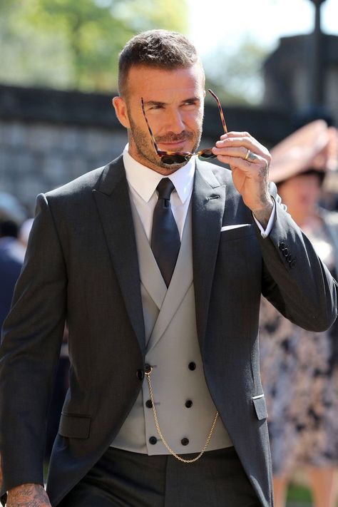 Grant ¯\_(ツ)_/¯ on Twitter: "Hi yes I need David Beckham to throw me against a wall ASAP… " Royal Wedding Outfits, Princ Harry, David Beckham Style, Morning Coat, A Man In A Suit, Groom Wedding Attire, Man In A Suit, David And Victoria Beckham, Double Breasted Waistcoat