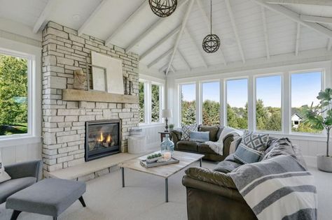 3054 Arden Pl, Woodbury, MN 55129 - realtor.com® Sunroom With Fireplace, Modern Farmhouse Sunroom, Farmhouse Beach, Four Seasons Room, Sunroom Ideas, Street House, St Croix, Parade Of Homes, Back Patio