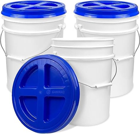 Amazon.com: 5 Gallon Bucket with Gamma Seal Screw on Airtight Lid, Food Grade Storage, Premium HPDE Plastic, BPA Free, Durable 90 Mil All Purpose Pail, Made in USA (3 Count) : Industrial & Scientific 5 Gallon Buckets, Airtight Storage, Lift Design, Plastic Buckets, Bulk Food, Emergency Prepping, Laundry Detergent, Fish Tank, Kitchen Storage