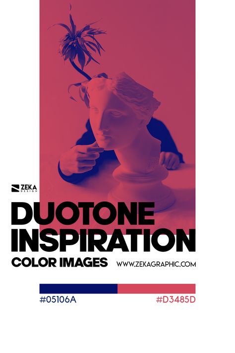 Discover 12 beautiful Duotone Color Palette for your next Graphic Design Project!, Duotone design inspiration and color gradient ideas for design inspiration, discover more amazing Graphic Design Tips in this design blog post about color design!, you can use this duotone ideas for duotone photography, duotone poster design or duotone graphic design inspiration! click for more branding tips and the best design ides! #design #color #duotone Midnight Blue and Mandy Duotone Inspiration Duotone Graphic Design Poster, Duo Tone Graphic Design, Duo Tone Color Palette, Duotone Poster Design, Duotone Color Palette, Duo Tone Poster, Duo Tone Design, Duotone Palette, Post Modern Graphic Design