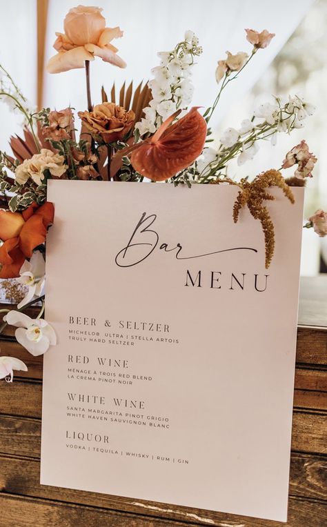 Beer Bar Wedding, Beer Bar Ideas, Nicole Guerriero, Wedding Bar Menu Sign, Beer Menu, Beer Wedding, Beer And Wine, Bar Menu Wedding, Hard Seltzer