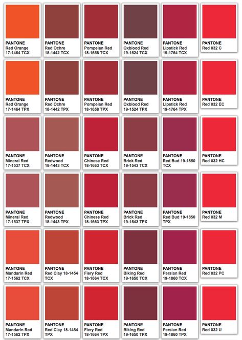 Pantone Chart, Pantone Red, Corak Menjahit, Pantone Color Chart, Color Knowledge, Pantone Palette, Pantone Colour Palettes, Different Shades Of Red, Hex Color Palette