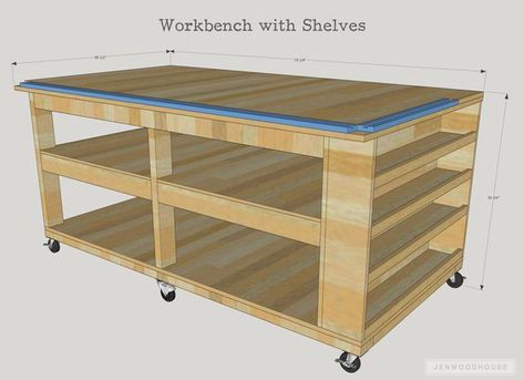 Workbench With Shelves Workbench Top, Workbench Designs, Mobile Workbench, Diy Workbench, Woodworking Box, Workbench Plans, Woodworking Joinery, Garage Work Bench, Woodworking Table