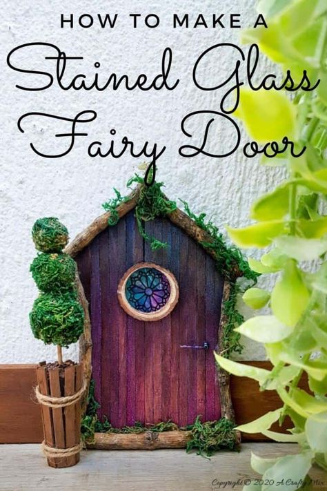 Stained Glass Fairy, Diy Fairy Door, Fae Folk, Glass Fairy, Fairy Garden Doors, Craft Cupboard, Fairy Tree Houses, Garden Door, Fairy Village