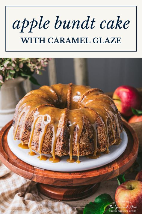 This moist apple Bundt cake is an old-fashioned, easy dessert that has been loved for generations! Also known as "Apple Dapple Cake," the warmly-spiced batter is studded with bits of fresh apples and chopped nuts, and finished with a buttery caramel sauce. Add a scoop of vanilla ice cream for the ultimate fall treat! Apple Bundt Cake Recipes, Easy Bundt Cake Recipes, Moist Apple Cake, Apple Spice Cake, Apple Bundt Cake, Fresh Apple Cake, Caramel Apple Cake, Cake With Caramel, Cake Cooking