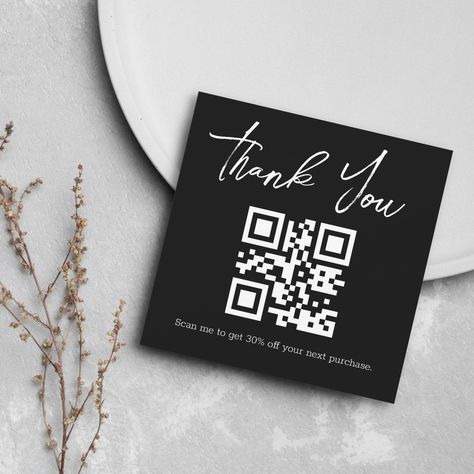 Code Black, Business Thank You Cards, Business Thank You, Note Card, Business Template, Qr Code, Note Cards, Thank You Cards, Created By