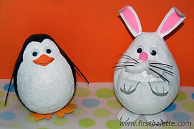 41 Best of Paper Mache Craft Ideas | HubPages Paper Mache Crafts For Kids, Paper Mache Projects, Bunny Craft, Penguin Craft, Paper Mache Animals, Folding Origami, Balloon Crafts, Paper Mache Art, Paper Mache Sculpture