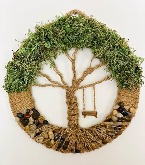 Tree Of Life Decorating Ideas, Jute Tree Of Life, Diy Tree Of Life Wreath, Tree Of Life Crafts Diy, Tree Of Life Wreath Diy Tutorial, Tree Of Life Diy, Tree Of Life Wreath, Diy Tree Of Life, Grave Ideas