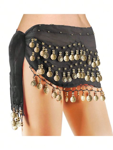 Women's Sweet Bellydance Hip Scarf With Gold Coins Skirts Wrap Noisy Black    Polyester     Boxing Fighting & Dance Gymnastics, size features are:Bust: ,Length: ,Sleeve Length: Belly Dance Hip Scarf, Belly Dancing Workout, Belly Dancer Costumes, Coin Belt, Belly Dance Skirt, Hip Scarf, Dancer Costume, Hip Scarves, Dance Outfit