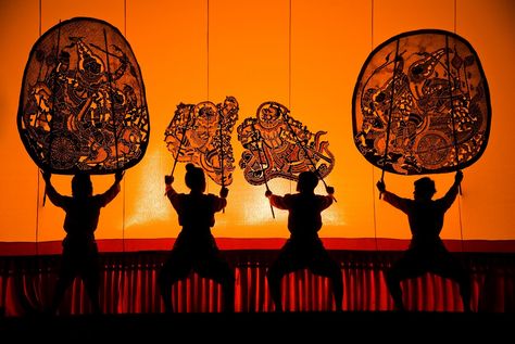 Thai shadow puppet drama. Photo: Rattanapat Wingpud/123RF Temple Thailand, Shadow Theatre, Mask Dance, Traditional Dance, Thai Art, Shadow Play, National Theatre, Shadow Puppets, Light And Shadow