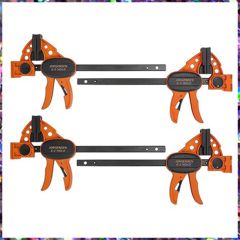 Jorgensen 6" Spreader/Bar Clamp Set, 4-pack,One-Hand Light Duty E-Z Hold Clamp/Spreader, 99216A Bar Clamp, Spreader Bar, Woodworking Clamps, Woodworking Skills, Black Orange, Orange Black, Woodworking Projects, Hold On, Woodworking