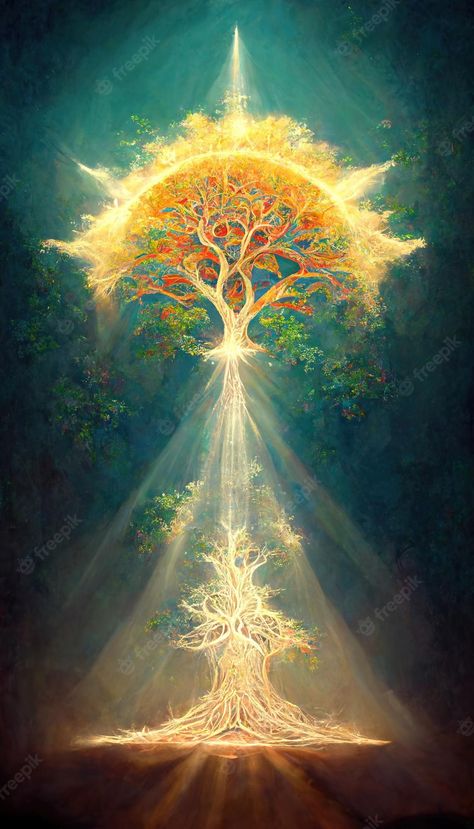 Tree Spiritual Art, Tree Of Life Christian, Photos Of Light, Tree Of Life Illustration Art, Tree Of Life Art Drawing, Spiritual Growth Art, Tree Of Life Aesthetic, Self Growth Art, Mystical Art Spiritual