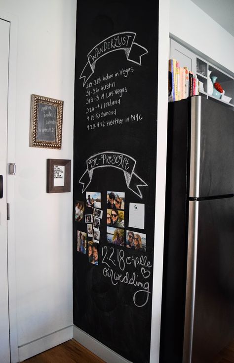 How To Design a Kitchen Chalkboard Wall - Heather Bien Framed Chalkboard Wall Kitchen, Blackboard Wall Kitchen, Chalk Board Kitchen, Creative Chalkboard Ideas, Kitchen Chalkboard Wall, Chalkboard Wall Kitchen, Kitchen Blackboard, Chalkboard Kitchen, Chalkboard Wall Bedroom