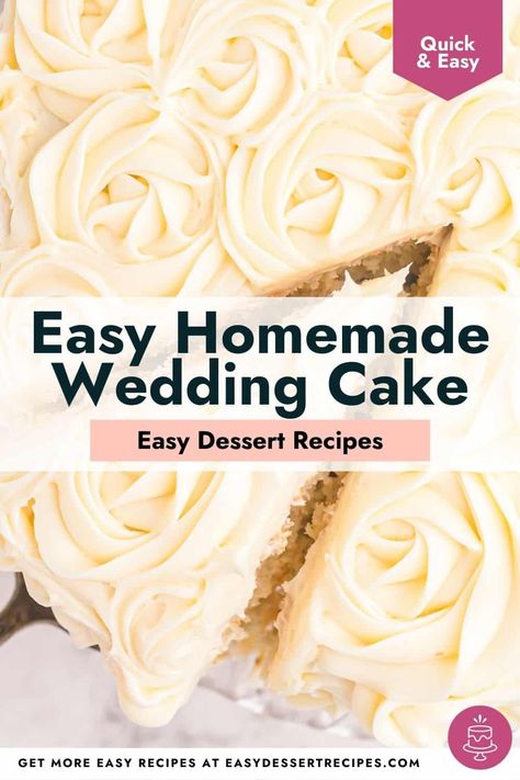 Avoid the expense and make your own Easy Wedding Cake. You can save money and prepare an incredible treat for your wedding reception. White Wedding Cake Recipe, Angel Food Trifle, Wedding Cake Icing, Cheap Wedding Cakes, Homemade Wedding Cake, How To Make Wedding Cake, Wedding Shower Cakes, Diy Wedding Cake, Enchanting Wedding