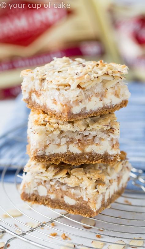 7th Heaven Bars - Your Cup of Cake Dessert Squares, Sweet Bar, Dessert Bar Recipe, 7th Heaven, Cake Bars, Cookie Bar Recipes, Coconut Recipes, Köstliche Desserts, Brownie Bar