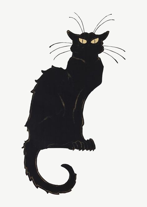 Public Domain Images Vintage, Black Cat Drawing, Black Cat Illustration, Black Cat Silhouette, Cat Stretching, Evil Cat, Black Cat Tattoos, Black Cat Lover, Cat Motif