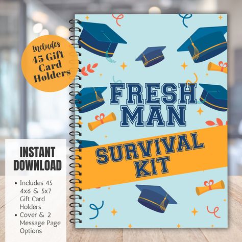 College Care Package for Freshman Survival Kit - College Gift Card Book for Graduation - Graduation Gift Card - College Survival Book - Grad Gift - INSTANT DIGITAL DOWNLOAD - PRINTABLE Starting college is an exciting journey filled with new experiences and challenges. Our College Care Package for Freshman Survival Kit is the perfect way to support and encourage new college students. This comprehensive College Gift Card Book is designed to cover all their essential needs and make their transition to college life smoother and more enjoyable. Inside, your student will find handpicked gift card holders for various needs, from study breaks to coffee runs. Simply print, select the pages, and attach the gift cards. It's versatile and easy to assemble--perfect for teenagers and college students al Gift Card Book, Starting College, Care For, Printable Gifts, Survival Books, College Survival, High School Graduation Gifts, College Care Package, New College