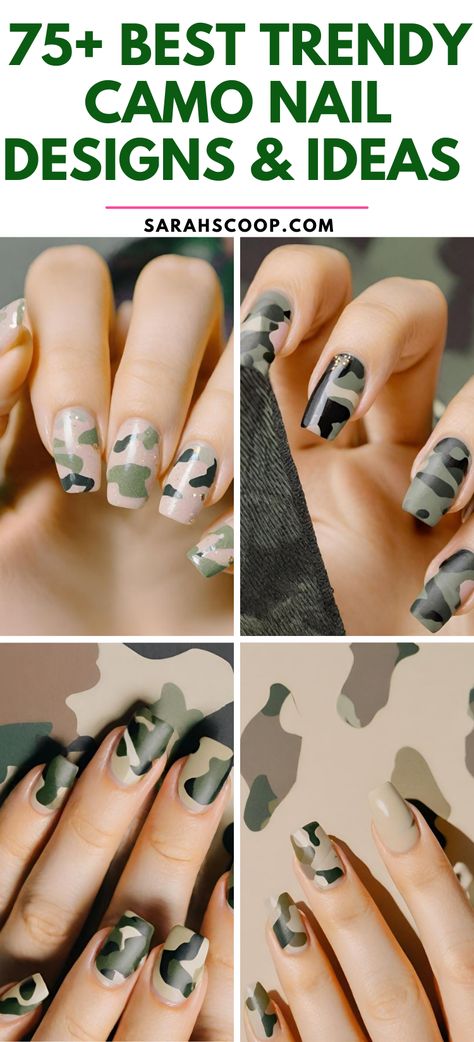 Discover Over 75 Trendy Camo Nail Designs and Innovative Ideas You'll Love! 💅 #nails Camo Inspired Nails, Duck Camo Nails, Deer Nails Hunting, Camo Nails Design, Camouflage Nails Designs, Hunting Season Nails, Hunting Nails Designs, Army Nails Design, Camo Nails Acrylic