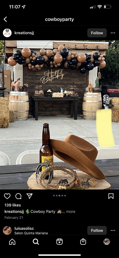 21st Birthday Ideas Vaquera, Western 70th Birthday Party, 40th Birthday Cowboy Theme, 50th Birthday Western Theme, Western Party For Men, Vaquero Themed Party, Mens Cowboy Birthday Party, Cowboy Theme 50th Birthday Party, 60th Birthday Cowboy Theme