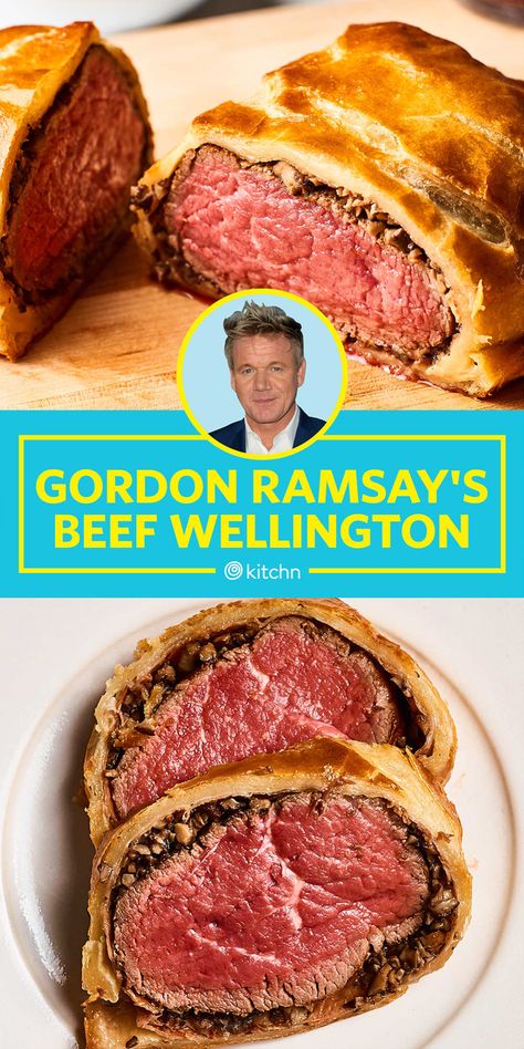 Gordon Ramsay Beef Wellington Recipe Review | Kitchn Gordon Ramsay Beef Wellington, Easy Beef Wellington, Gordon Ramsey Recipes, Wellington Recipe, Gordon Ramsay Recipe, Beef Wellington Recipe, Fest Mad, Celebrity Recipes, Beef Wellington