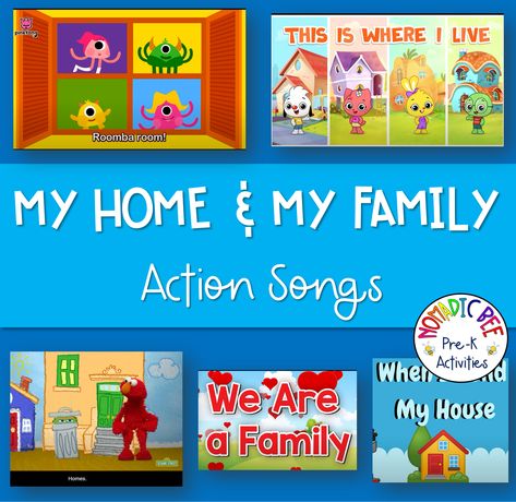 What better way to learn all about our families and our homes than through some fun Action Songs & Rhymes?! The songs in this post will get your kids grooving in no time at all. Enjoy! Family Songs For Preschool, Songs About Family For Preschoolers, Preschool Families Activities, Best Nursery Rhymes, Preschool Family, Nursery Rhymes Preschool, Storytime Ideas, Music For Toddlers, Home Song