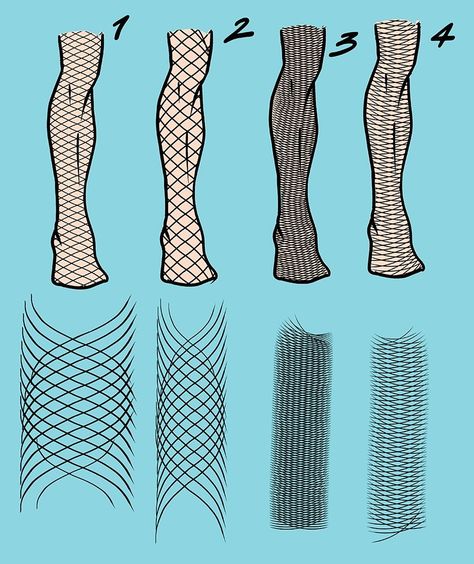 Fishnets Reference Drawing, Fishnet Reference, Fishnet Drawing Reference, Fishnet Drawing Tutorial, Fishnet Illustration, How To Draw Fishnets, Fishnets Drawing, Fishnet Drawing, Fashion Illustration Tutorial