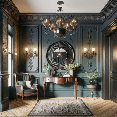 Victorian Interior Design 19th Century, Victorian Homes Interior Modern, Modern Victorian Homes Interior, Moody Entryway, Modern Victorian Bedroom Ideas, Victorian Bungalow, Victorian Entryway, Victorian Entry, Modern Victorian Decor