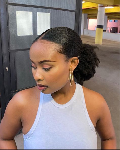 4c Braided Natural Hairstyles, Black Women 4c Hairstyles, 4c Hair Extensions Styles, Natural Hair Sleek Bun Black Women, 4c Sleek Bun, Afro Bun Hairstyles, Afro 4c Hairstyles, Afro Hairstyles 4c Hair, 4c Hair Type