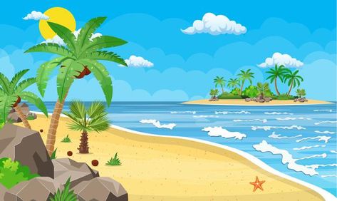 Tree Wallpaper Iphone, Beach Cartoon, Elephant Photography, Elephant Artwork, Palm Trees Wallpaper, Beach Clipart, Palm Trees Painting, Beach Illustration, Elephant Drawing