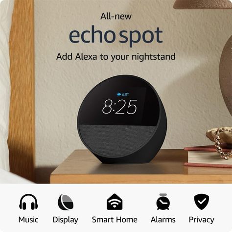 Amazon Echo Spot (2024 release) Alexa Smart Home, Amazon Things, Tablet Amazon, Song Titles, Best Smart Home, Alexa Skills, Air Tag, Smart Home Devices, Home Devices