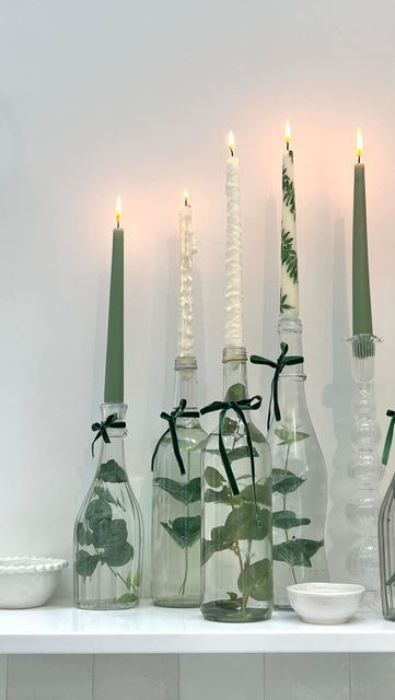 Long Candles Decoration, Diy Xmas Candle Holders, Taper Candle Display, Christmas Candle Display, Diy Taper Candle Holders, Diy Taper Candles, Candle Stand Diy, Christmas Candle Holders Diy, Long Candle Holder