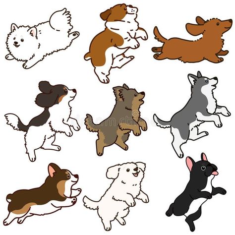 Dogs Jumping, Dog Illustration Art, Jumping Dog, Dog Outline, Dog Animation, Paper Dogs, Puppy Drawing, Animal Doodles, Doodle Art Drawing