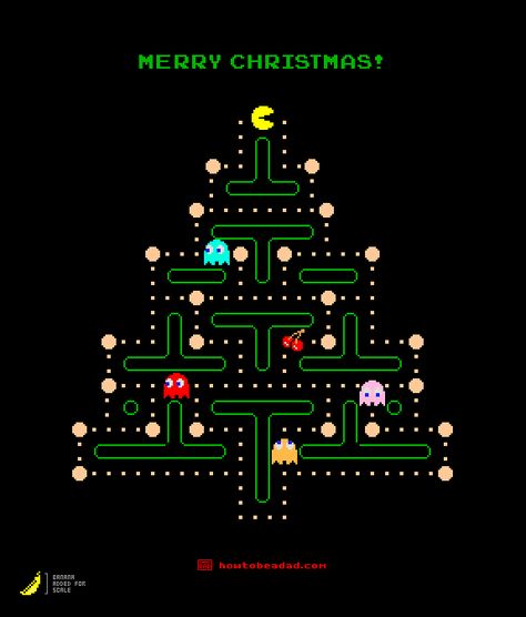 Pac-Man Christmas Wishes - not exactly sure how to make the card, but love the idea Marry Christmas Design, Marry Christmas Card, Christmas Pixel, Geek Christmas, Creative Technology, Stage Design Ideas, Nom Nom Nom, Card Creative, Merry Christmas Funny