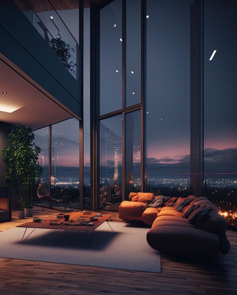 Penthouse Hotel Suite, Balcony Aesthetic Night, Penthouse Apartment Aesthetic, New York Apartment Interior, Rooftop Penthouse, Dark Modern House, Penthouse Aesthetic, Nyc Rooms, Mansion Bedroom