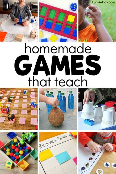 Try one of these awesome homemade games! There's games for both indoor and outdoor, and all are easy enough that kids can help make them. Best of all, there's a learning component to each one! Homemade Games For Kids, Games To Make At Home, Homemade Games, Homeschool Games, Fun Learning Games, Games To Make, Fun Educational Games, Games To Play With Kids, Diy Kids Games