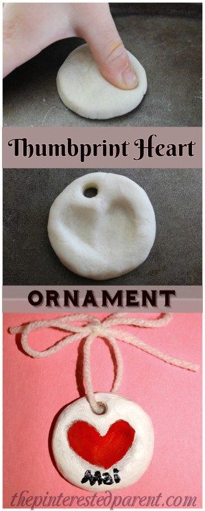 Salt Dough Clay Thumbprint Heart Ornament for Valentine's Day Salt Dough Clay, Thumbprint Heart, Pinterest Valentines, Dough Clay, Valentine's Day Crafts For Kids, Preschool Valentines, Valentine Crafts For Kids, Mothers Day Crafts For Kids, Salt Dough