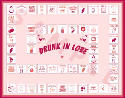 Drunk in Love, Bachelorette Party Game, Bachelorette Board Game, Bachelorette Party, Bachelorette, Bachelorette Game, Board Game - Etsy Bachelorette Board Game, Drunk In Love Bachelorette Party, Love Bachelorette Party, Drunk In Love Bachelorette, Bachelorette Drinking Games, Game Bachelorette Party, Bachelorette Game, Bach Weekend, Bachelorette Party Game