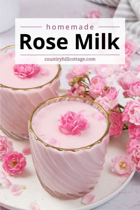 Rose Milk Tea, Rose Drink, Easy Rose, Kitchen Witch Recipes, Milk Tea Recipes, Reflux Diet, Rose Flavored, Rose Milk, حلويات صحية