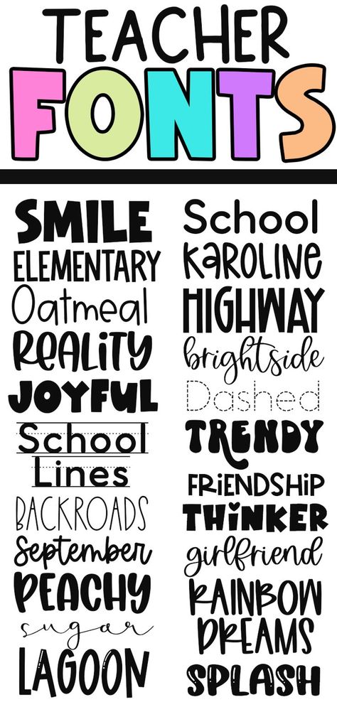 Fonts for teachers! Perfect for worksheets, bulletin boards, name tags, decor and more! Fonts For Teachers, Teacher Fonts, Idee Cricut, Best Fonts, New Classroom, Future Classroom, Preschool Classroom, Teaching Classroom, Teacher Hacks