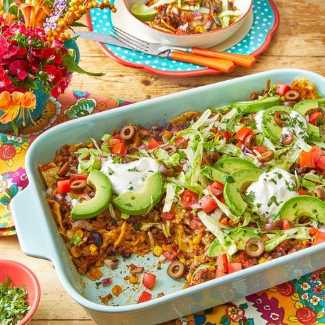 the pioneer woman's taco casserole recipe Nacho Chips, Taco Seasoning Packet, Taco Ingredients, Taco Casserole, Ground Beef Casserole, Beef Casserole, Easy Casserole, Casserole Recipe, Pioneer Woman